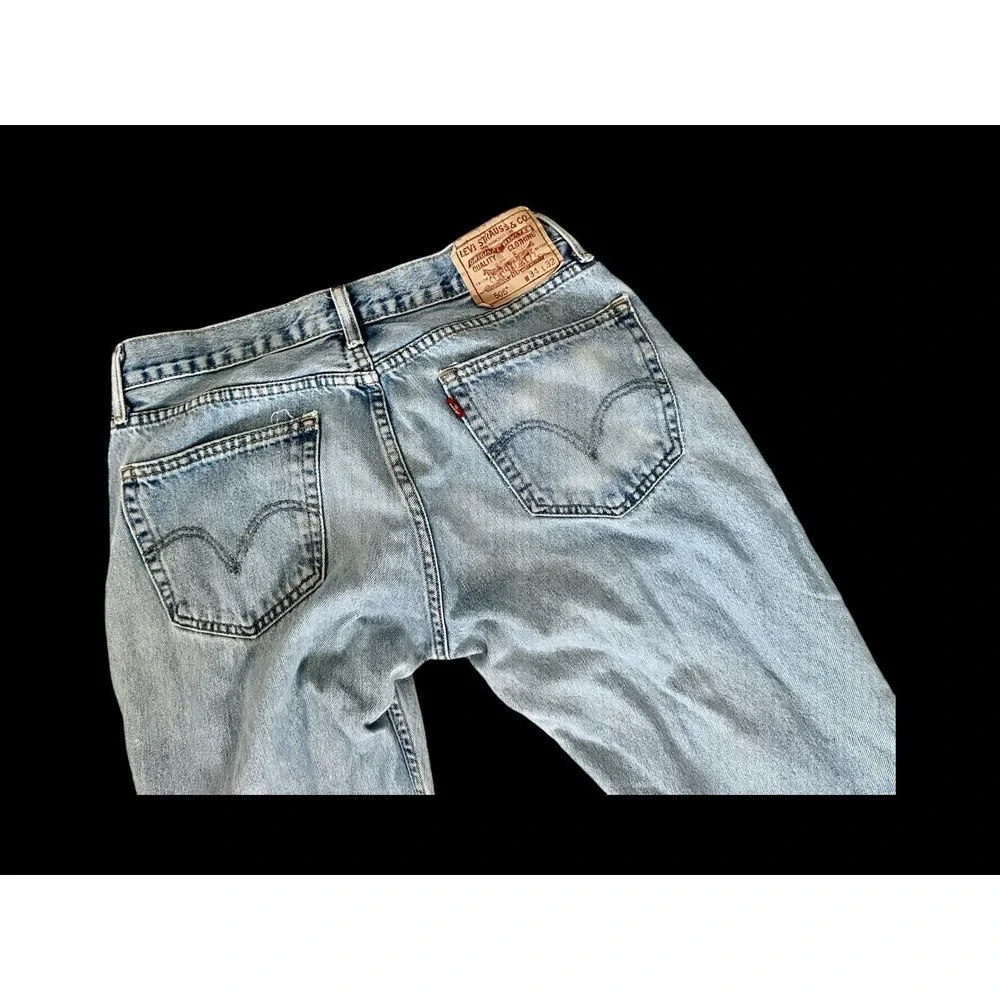 90's‎ Vintage Levi's Jeans Men's 32x29 Blue Light Wash 505 Custom Bottom Hem